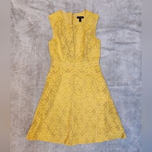 J. Crew Textured Lined Mustard Midi Dress